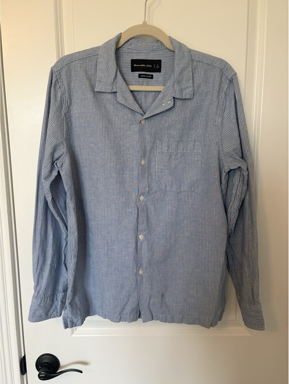 Abercrombie Fitch Camp Collar Linen Blend Textured Shirt Mens Small Button Up